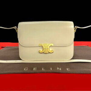 Celine Triomphe logo leather shoulder bag sacoche pouch